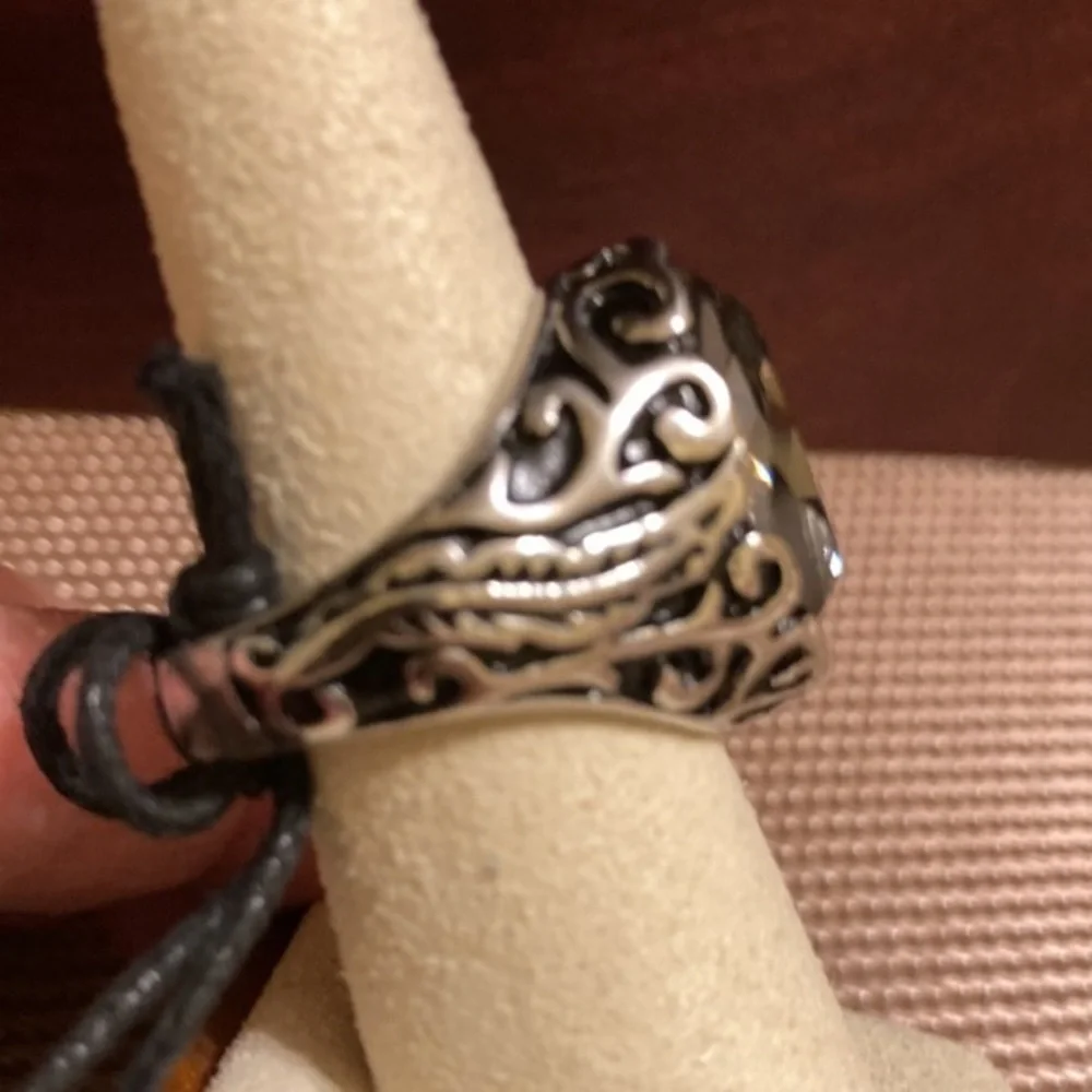 NWT Anthony Jacobs men’s stainless steel multi-faceted crystal ring
